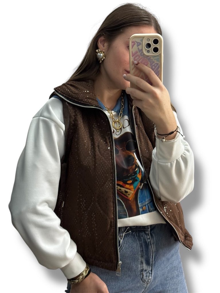 Chaleco Brillo Marrón