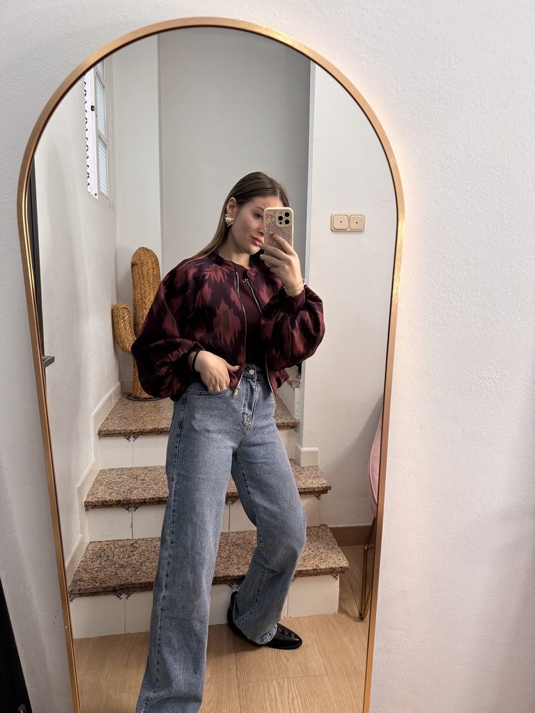 Bomber  Ikat Burgundy