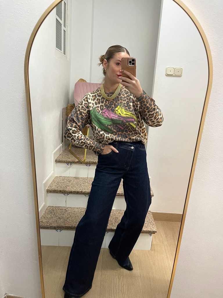 Jersey lana animal print