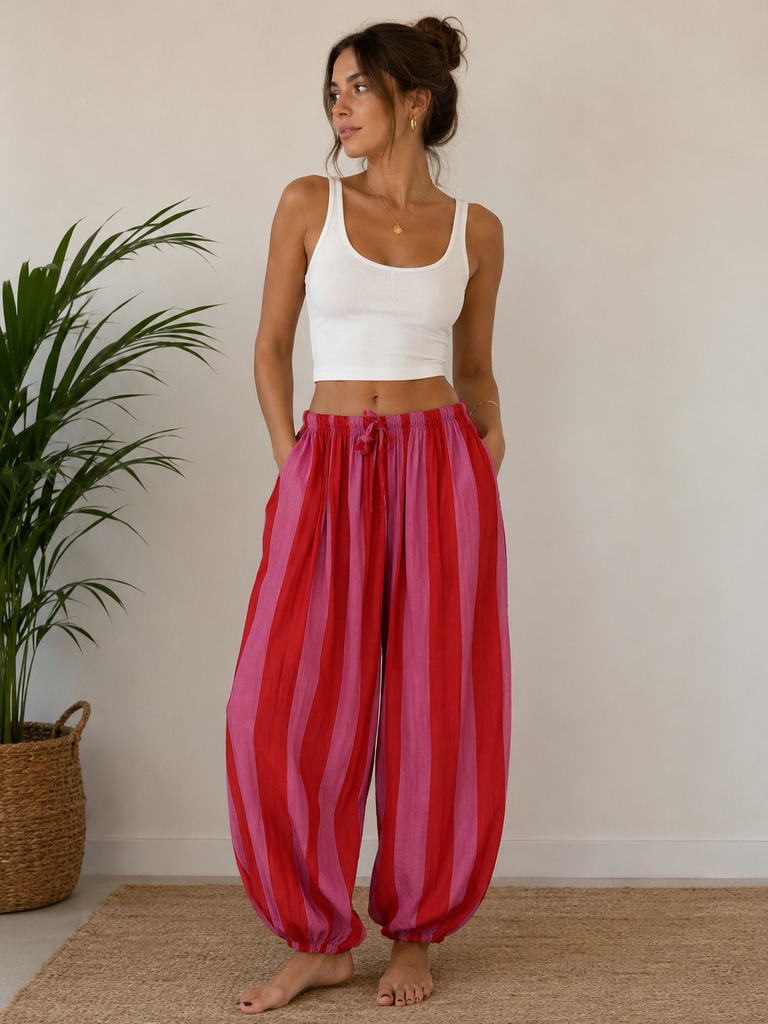 Pantalón bombacho rayas