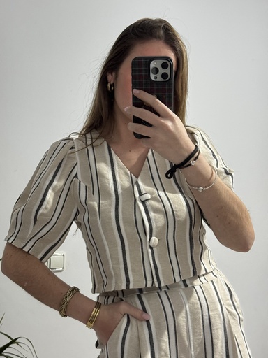 Camisa lino rayas